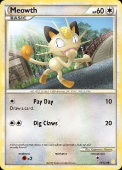 2010 HeartGold & SoulSilver Meowth #75 card