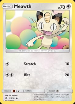 2019 Team Up Meowth #125 card