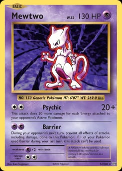 2016 Evolutions Mewtwo #51 card