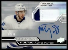 2021-22 Upper Deck Premier Horizontal Acetate Rookie Autograph Patch Michael Bunting #AHR-MB card