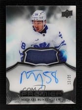 2022-23 Upper Deck Premier Acetate Autograph Patch Michael Bunting #AV-MB card