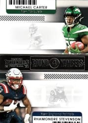 2021 Panini Contenders Round Numbers Michael Carter / Rhamondre Stevenson #RN-MCA card