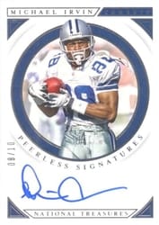 2022 Panini National Treasures 2018 Panini National Treasures Update II: Peerless Signatures Michael Irvin #PS-MI card