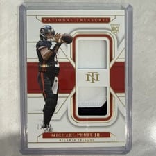 Michael Penix Jr. 2024 Panini National Treasures Rookie Dual Materials card