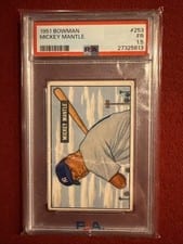 1951 Bowman Mickey Mantle #253 card