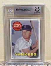 Mickey Mantle 1969 Topps #500 White card