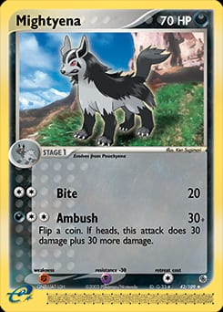 2003 Ruby & Sapphire Mightyena #42 card