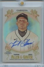 2021 Topps Allen & Ginter Chrome Autographs Miguel Cabrera #AGA-MC card