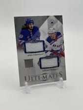 2023-24 Upper Deck Ultimate Collection Ulti-Mates Dual Jersey Mika Zibanejad/Artemi Panarin #UTM-ZP card