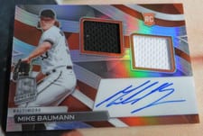 2022 Panini Chronicles Spectra Rookie Dual Jersey Autographs Mike Baumann #RDJA-MB card
