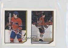 1986 O-Pee-Chee Sticker Mike McPhee, Steve Larmer card
