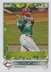 2022 Topps Opening Day Luck of the Irish Mike Moustakas #LI-6 card