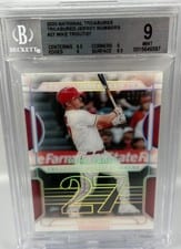 2022 Panini National Treasures Treasured Jersey Numbers Mike Trout #TJN-27 card
