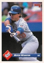 1993 Donruss Base Set Mitch Webster #62 card