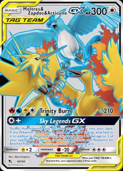 Hidden Fates Moltres & Zapdos & Articuno-GX #66 card