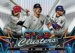 2023 Topps Cosmic Chrome Star Clusters Mookie Betts / Bryce Harper / Aaron Judge #SC-5 card