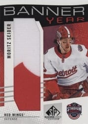2025-26 SP Game Used 2025 Stadium Series Blue Jackets vs. Red Wings Banner Year Relics Moritz Seider #BYSS-MS card