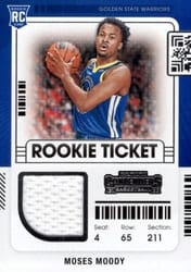 2021-22 Panini Contenders Rookie Ticket Swatches Moses Moody #RTS-MMO card
