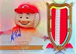 2025 Topps Mascot Dynasty Autographed Patch Mr. Red #MDAP-REDS card