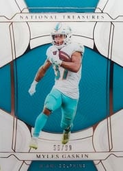 2021 Panini National Treasures Base Set Myles Gaskin #49 card