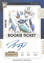 2021 Panini Contenders Base Set Nahshon Wright #269 card