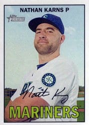 2016 Topps Heritage Base Set Nathan Karns #16 card