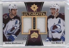 2022-23 Upper Deck Ultimate Collection Ulti-Mates Jersey Nathan MacKinnon/Cale Makar #UTM-MM card