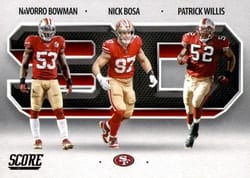 2021 Score 3D Navorro Bowman / Nick Bosa / Patrick Willis #3D14 card