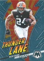 2023 Panini Mosaic Thunder Lane Nick Chubb #TL-NC card
