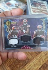 2022 Panini Elements Team Chemistry Nick Chubb / Deshaun Watson / David Bell #TC-CLE card
