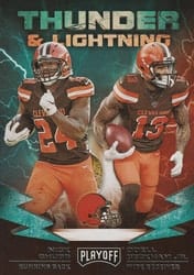 2019 Panini Playoff Thunder & Lightning Nick Chubb / Odell Beckham Jr #3 card