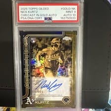 Nick Kurtz 2025 Topps Gilded Collection Chrome Cast in Gold Autographs card