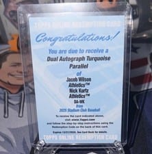 2025 Stadium Club Dual Autographs Nick Kurtz/Jacob Wilson #DA-WK card