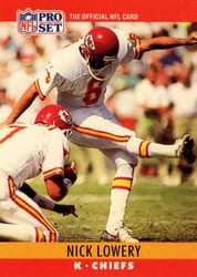 1990 Pro Set Base Set Nick Lowery #144 card