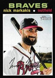 2020 Topps Heritage Base Set Nick Markakis #100 card