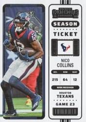 2022 Panini Contenders Base Set Nico Collins #39 card