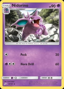 2019 Team Up Nidorino #58 card