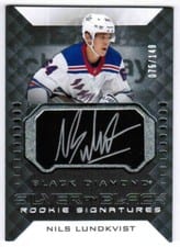 2021-22 Upper Deck Black Diamond Silver on Black Rookie Signatures Nils Lundkvist #SB-NL card