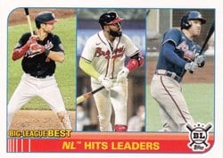 2021 Topps Big League Base Set NL Hits Leaders (Trea Turner / Marcell Ozuna / Freddie Freeman) #258 card