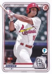 2020 Bowman 1st Edition Base Set Nolan Gorman #BFE-66 card