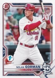 2021 Bowman 1st Edition Base Set Nolan Gorman #BP-90 card
