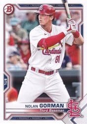 2021 Bowman Prospects Nolan Gorman #BP-90 card