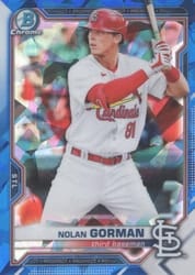 2021 Bowman Sapphire Edition Base Set Nolan Gorman #BCP-90 card