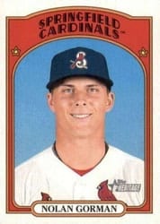 2021 Topps Heritage Minor League Base Set Nolan Gorman #210 card