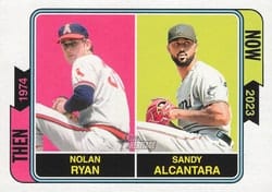 2023 Topps Heritage Then and Now Nolan Ryan / Sandy Alcantara #TAN-9 card