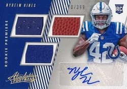 2018 Panini Absolute Base Set Nyheim Hines #177 card