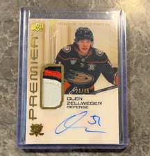 2024-25 Upper Deck Premier Acetate Auto Patch Rookies Olen Zellweger #AR-OZ card
