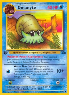 1999 Fossil Omanyte #52 card