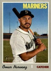 2019 Topps Heritage Base Set Omar Narvaez #607 card