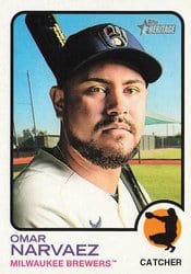 2022 Topps Heritage Base Set Omar Narvaez #432 card